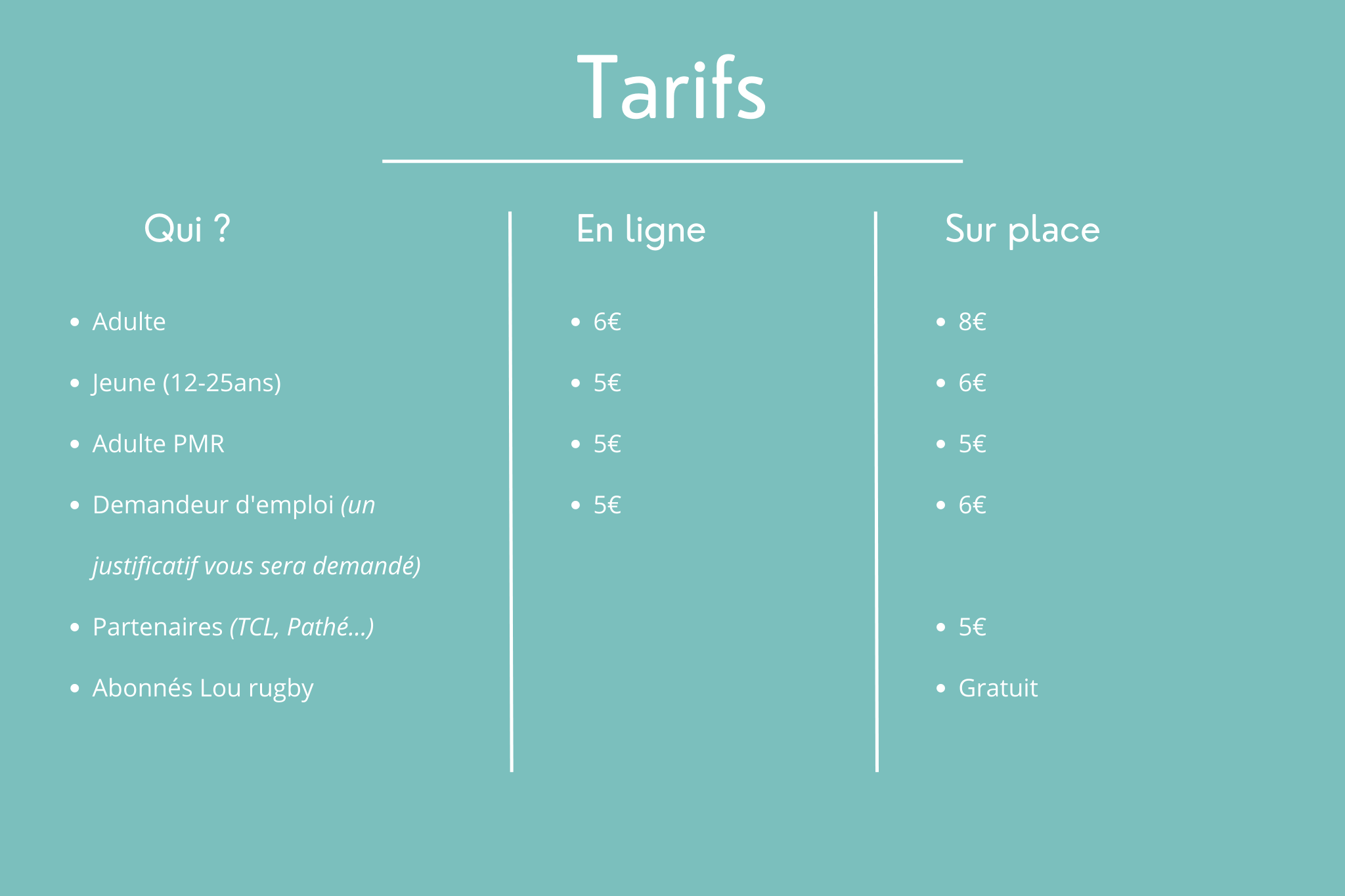 tarifs